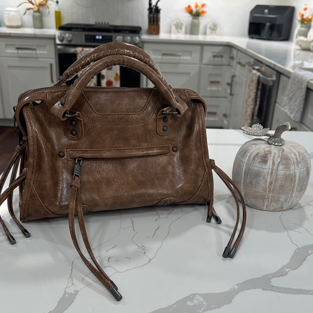 Brown Leather Satchel Handbag Steve Madden